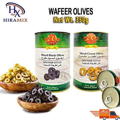 Wafeer Sliced Green Olive Sliced Black Olives Hijau Zaitun Dihiris