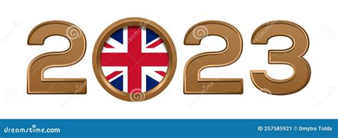 2023 Gold Number with the British Flag Inside Stock Vector ...