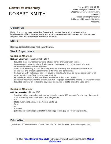 Contract Attorney Resume Samples Qwikresume