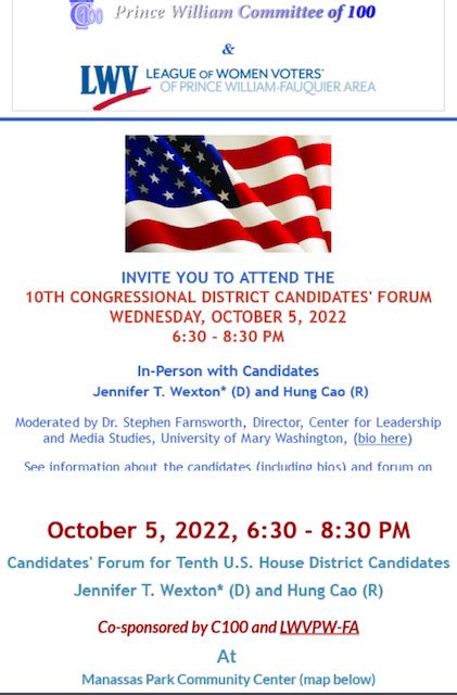 10th Congressional District Candidates Forum Prince William County