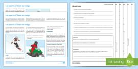 Winter Olympics Differentiated Reading Comprehension Activity French