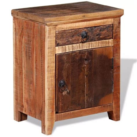 Rustic Solid Acacia Reclaimed Wood Nightstand With 1 Drawers Etsy