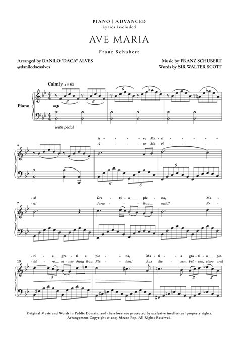 Ave Maria Arr Danilo Daca Alves By Franz Schubert Sheet Music For Piano Solo At Sheet Music