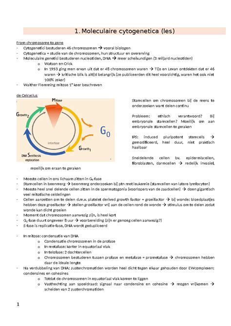 Samenvatting Genetica 1 Moleculaire Cytogenetica Les From