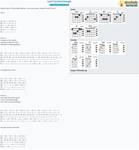 Chord: Can't Cry Hard Enough - tab, song lyric, sheet, guitar, ukulele | chords.vip