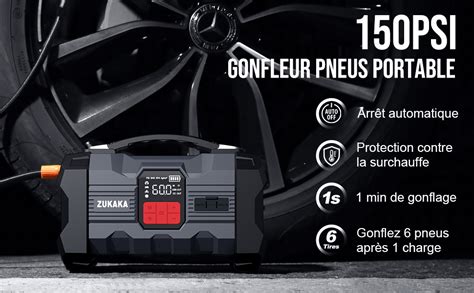 Zukaka Booster Batterie A Mah Psi Gonfleur Pneus Voiture