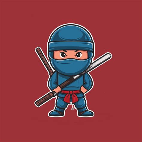 Ninja Personaje Dise O Dibujos Animados Sostener Palo Vector