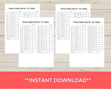 Times Table Multiplication Worksheets Time Tables Printable Etsy