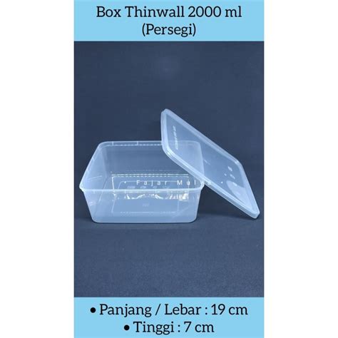 Jual Food Container Kotak Makan Plastik Thinwall Box 2000 Ml Kotak