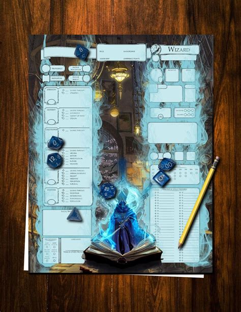 Dandd 5e Custom Character Sheet Wizard Etsy