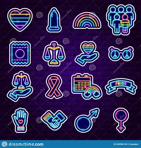 Pride Month Neon Stickers Stock Vector Illustration Of Transgender 240956140