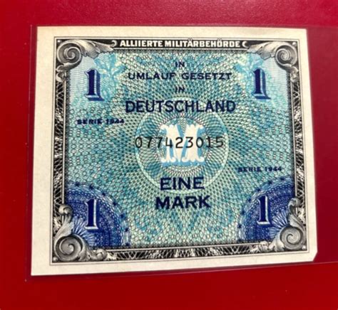 1944 GERMANY ONE MARK BANKNOTE WWII OCCUPATION ALLIED MILITARY CURRENCY