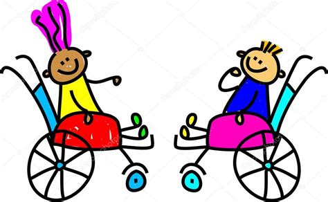 Groupe D Enfants Heureux Handicapés Image Vectorielle Par Prawny © Illustration 64293635