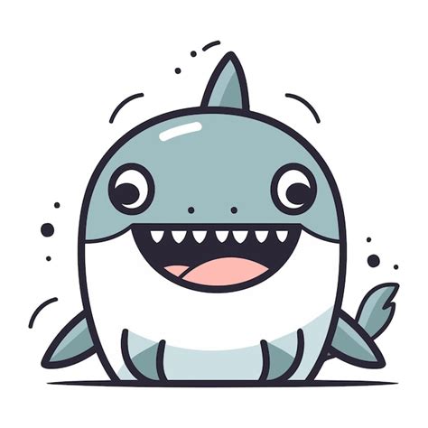 Premium Vector Cute Cartoon Shark Vector Illustration Isolated On White Background