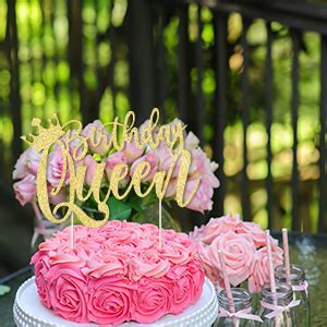 Amazon Yuinyo Handmade Glitter Queen Birthday Cake Topper Happy