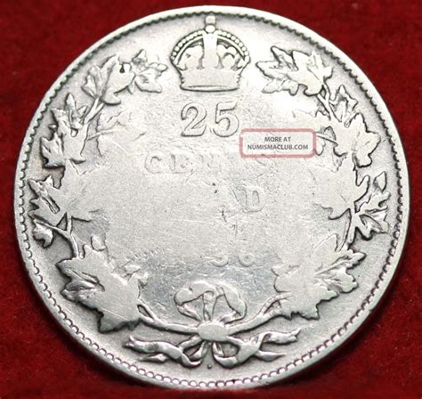 1936 Canada 25 Cent Silver Foreign Coin S H