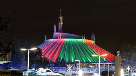 Magic Kingdom Tomorrowland Night Walkthrough W Christmas Lighting