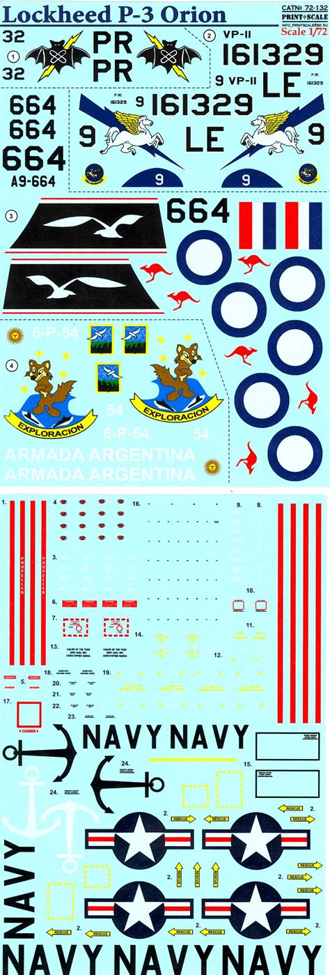 Print Scale Decals 1/72 LOCKHEED P-3 ORION Anti Submarine Aircraft | eBay