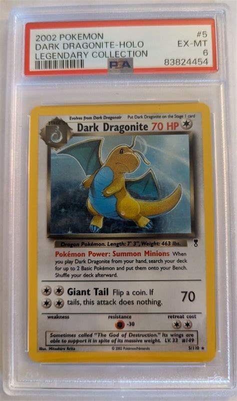 2002 Pokemon Dark Dragonite Holo 5 110 Legendary Collection PSA 6