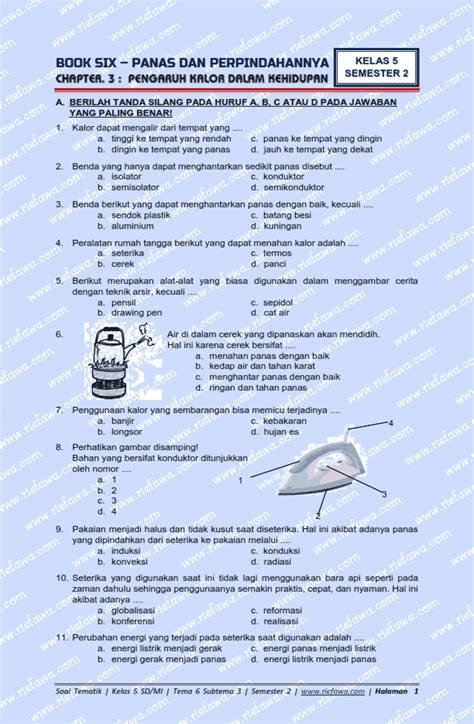 Soal Kelas Tema Subtema Semester Kurikulum Tahun