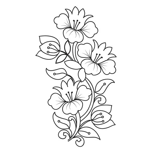 Set Of Different Flower Line On White Background Flowers Drawing With