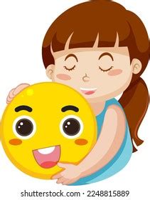 Cute Girl Hugging Smile Emoji Illustration Stock Vector (Royalty Free ...