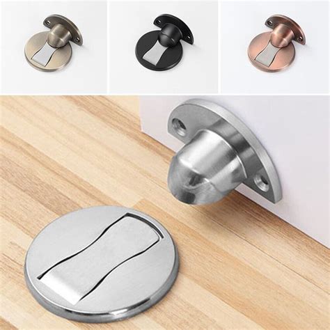 Stainless Steel Strong Magnetic Door Stopper Floor Mount Self Adhesive