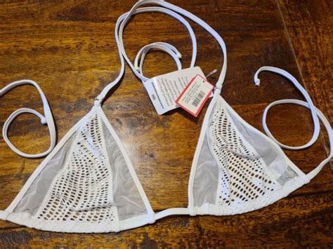 New Wicked Weasel Caribbean Sea Mesh Bikini Tri Top White Xxlarge