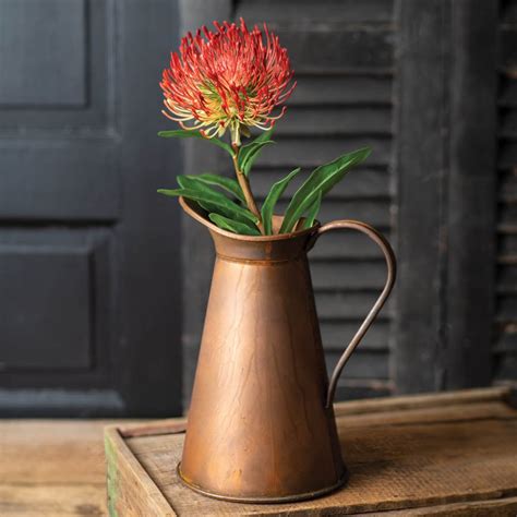 Copper Finish Pitcher Metal Pot Flower Vase Flower Etsy