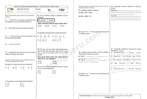 S N F Matematik D Nem Yaz L Sorular S Nav Bir Arada