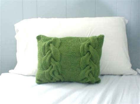 Green Wool Braided Cable Knit Pillow Sham