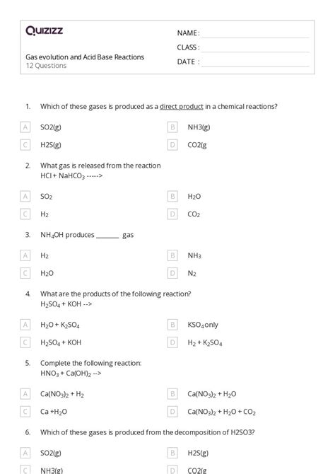 50 Acid Base Reactions Worksheets On Quizizz Free Printable