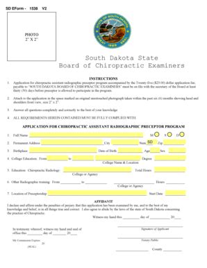 Fillable Online State Sd Preceptor Application State Of South Dakota