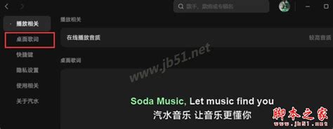 汽水音乐pc电脑版桌面歌词如何设置汽水音乐电脑版桌面歌词设置方法 影音播放 软件教程 脚本之家