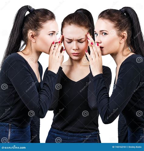 Brunette Girls Telling Gossip Stock Photo Image Of Adult Background