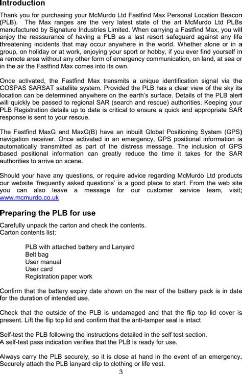 Orolia PLB 4 Fastfind Max User Manual McMurdo