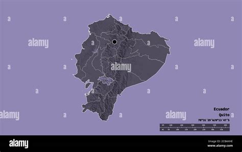 Forma desaturada de Ecuador con su capital principal división regional