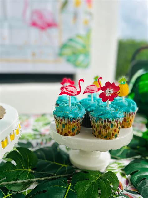 Flamingo Cupcake Topper Flamingo Topper Tropical Cupcake Topper Tropical Topper Etsy