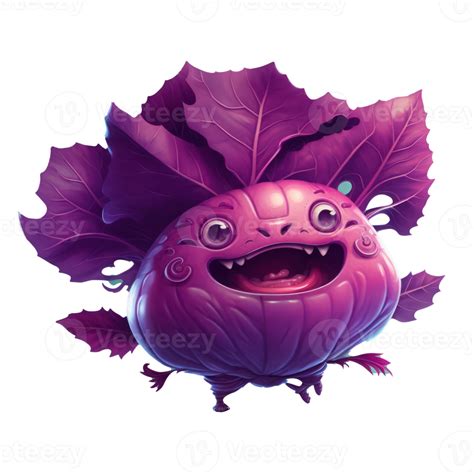 Cute Happy Red Cabbage Character Ai Generated 22935953 Png