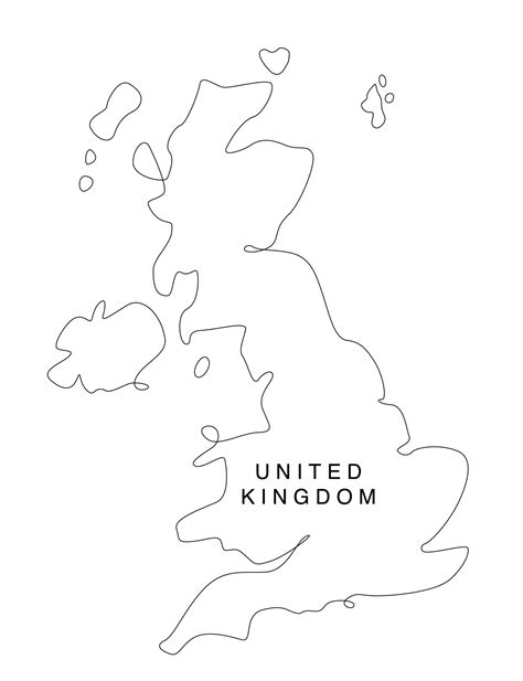 Line art UK map. continuous line europe United Kindom map. vector ...