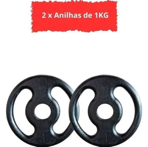 Kit Barras De Halteres E Anilhas De Ferro Fundido 12 Kg