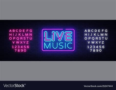 Live music neon sign design Royalty Free Vector Image