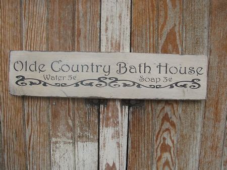 Primitive Shabby Chic Olde Country Bath House Hand Stenciled Country