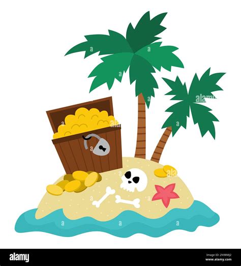 Vector Tropical Island Icon Cute Sea Isle With Sand Water And Palm