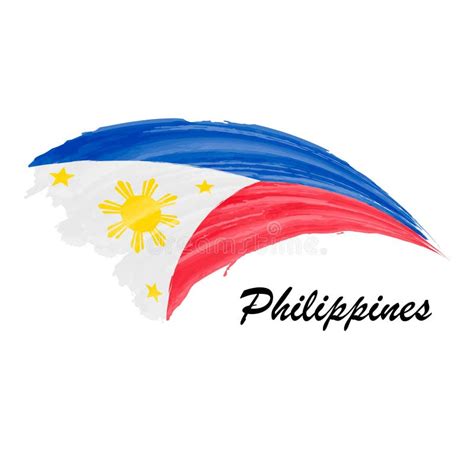 Philippines Brush Stroke Flag Vector Background Hand Drawn Grunge