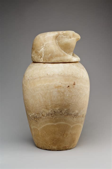 Canopic Jar With A Falcon Headed Lid Qebehsenuef Late Period Saite