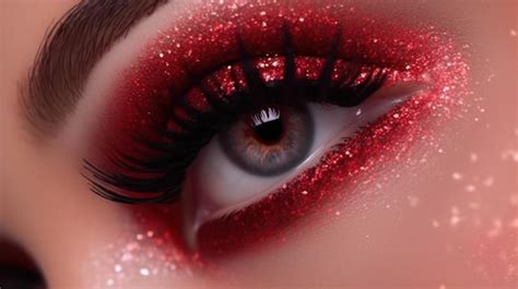 Premium AI Image | A red eye with glitter on it