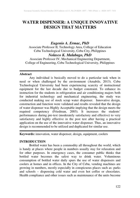 (PDF) WATER DISPENSER: A UNIQUE INNOVATIVE DESIGN THAT MATTERS