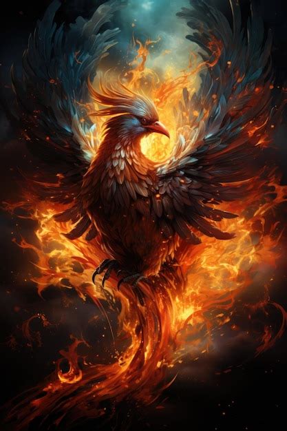 Premium Photo Phoenix Bird On Fire Mythological Fenix Bird With