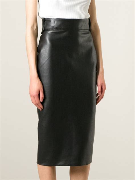 Ermanno Scervino Faux Leather Pencil Skirt In Black Lyst